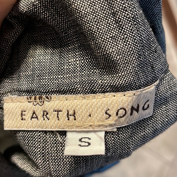 Women’s 100% linen shirt Heather like gray black UNIQUE LEAF BUTTON down size S - Picture 5 of 13